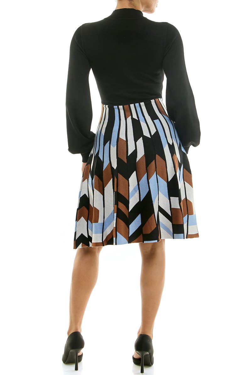 Nina Leonard Mock Neck Long Sleeve Sweater Dress, Alternate, color, Black Multi