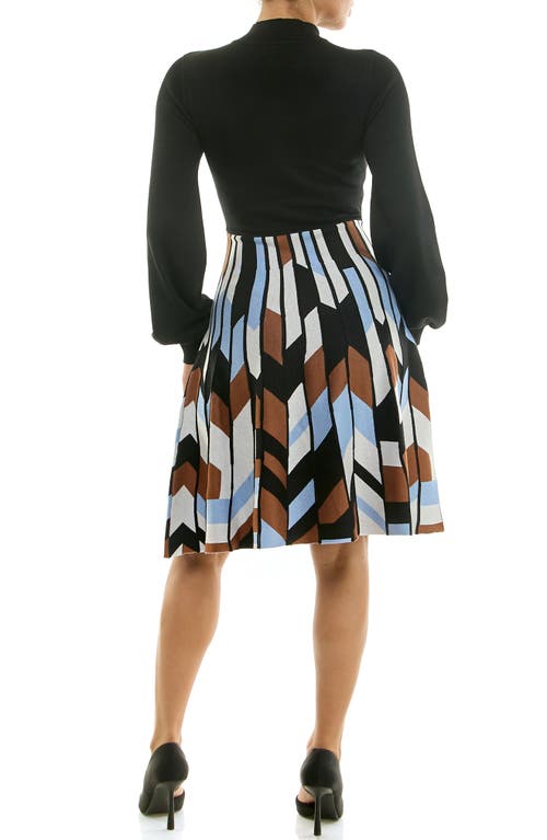 Nina Leonard Mock Neck Long Sleeve Sweater Dress In Black