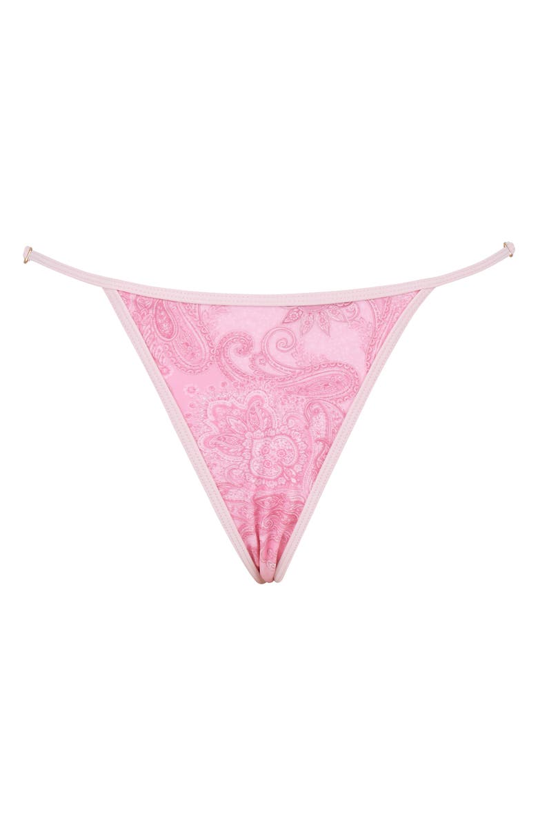 HOUSE OF CB Cote Dazur-H Thong Bikini Bottoms, Alternate, color, Pink Paisley