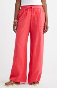 Caslon® Wide Leg Gauze Pants