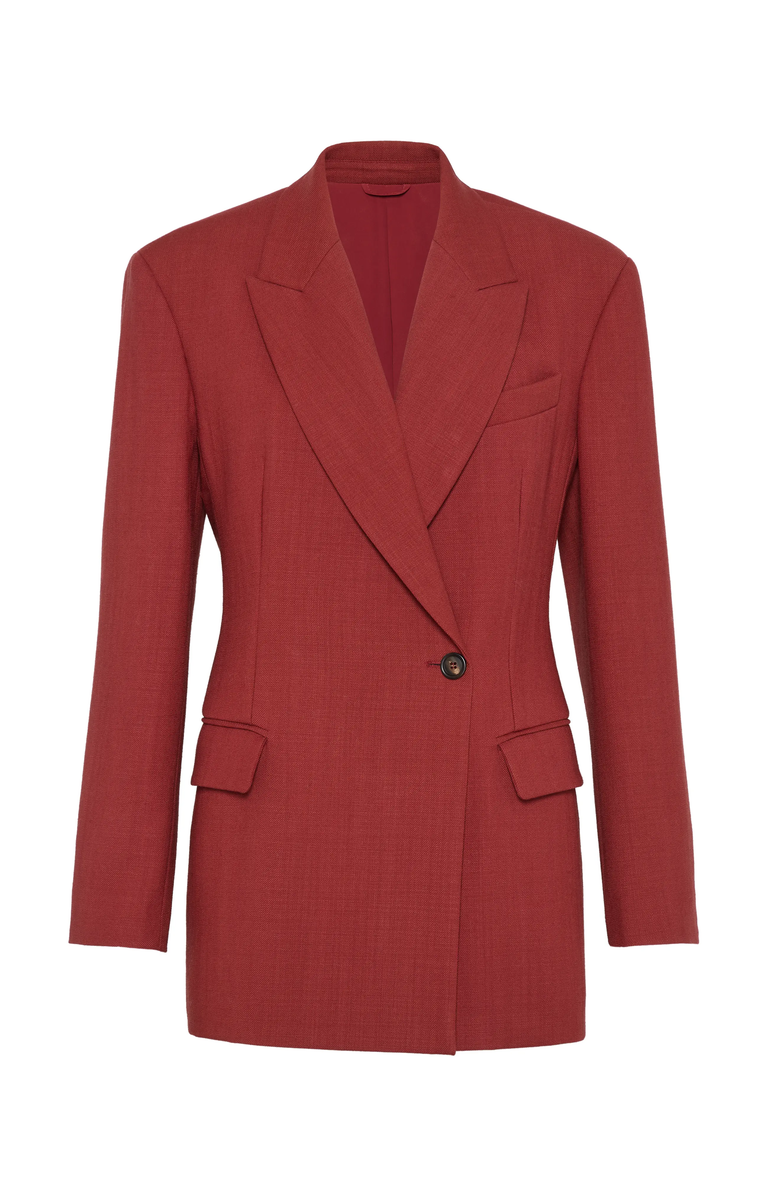 Brunello Cucinelli Malfilé virgin wool twill blazer with monili, Main, color, 