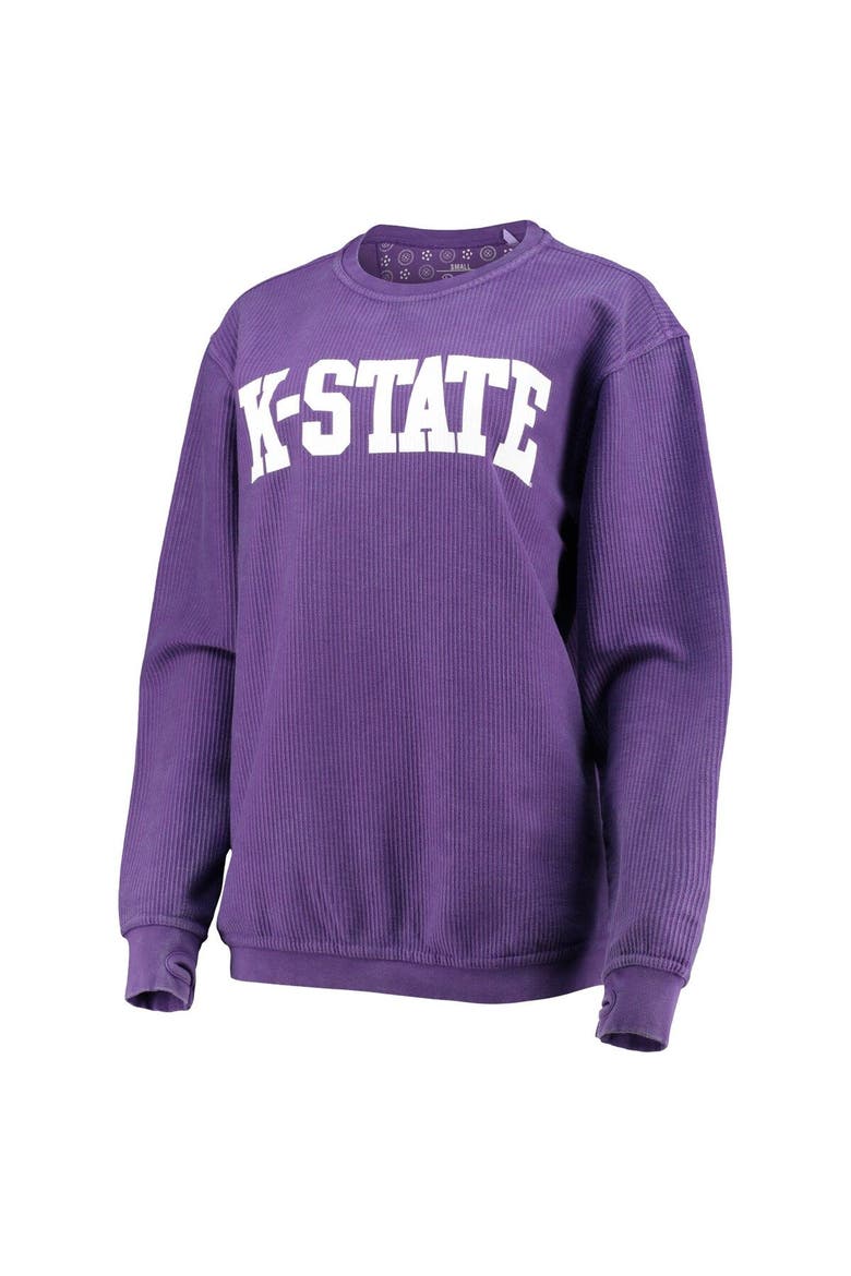 Women's Pressbox Purple Kansas State Wildcats Comfy Cord Vintage Wash Basic Arch Pullover Sweatshirt, Alternate, color, Purple