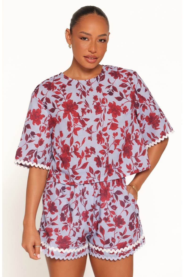 Hilde Two-Piece Short Set, Alternate, color, BURGUNDY FLORAL