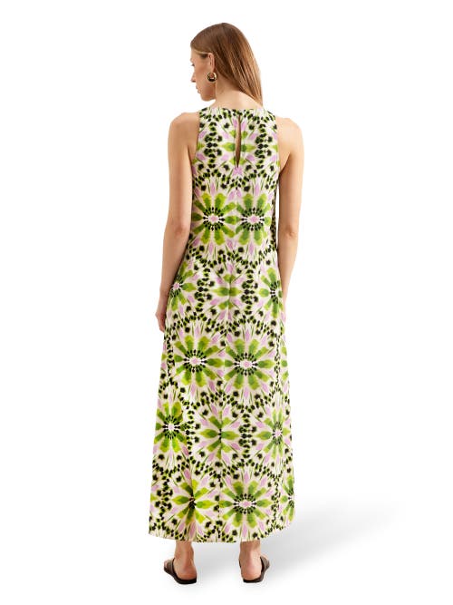 Ro&zo Womens Mosaic-print Round-neck Stretch-woven Maxi Dress Green In Green