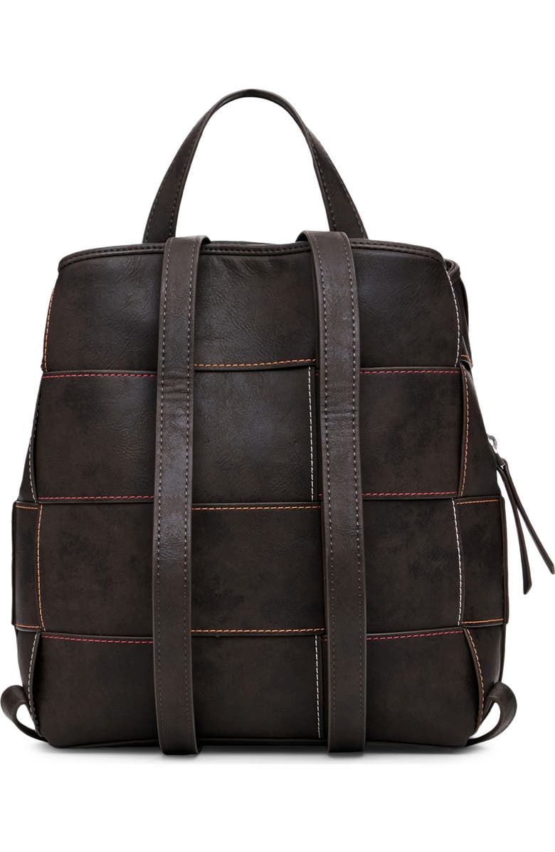 Desigual Mini Woven Faux Leather Backpack, Alternate, color, Dark Brown
