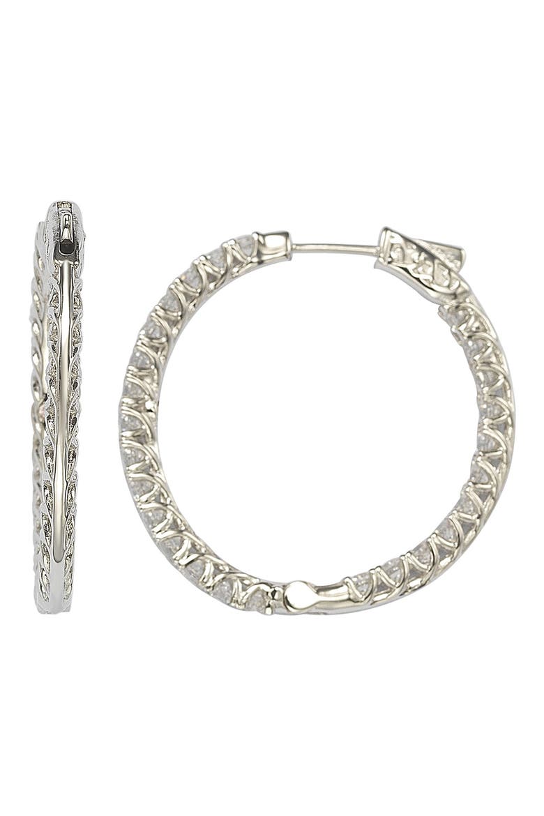 Pave CZ Hoop Earrings, Alternate, color, WHITE