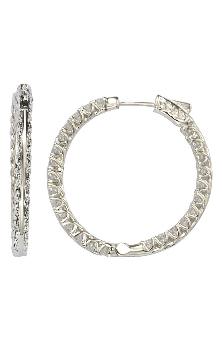 SUZY LEVIAN Pave CZ Hoop Earrings, Alternate, color, White