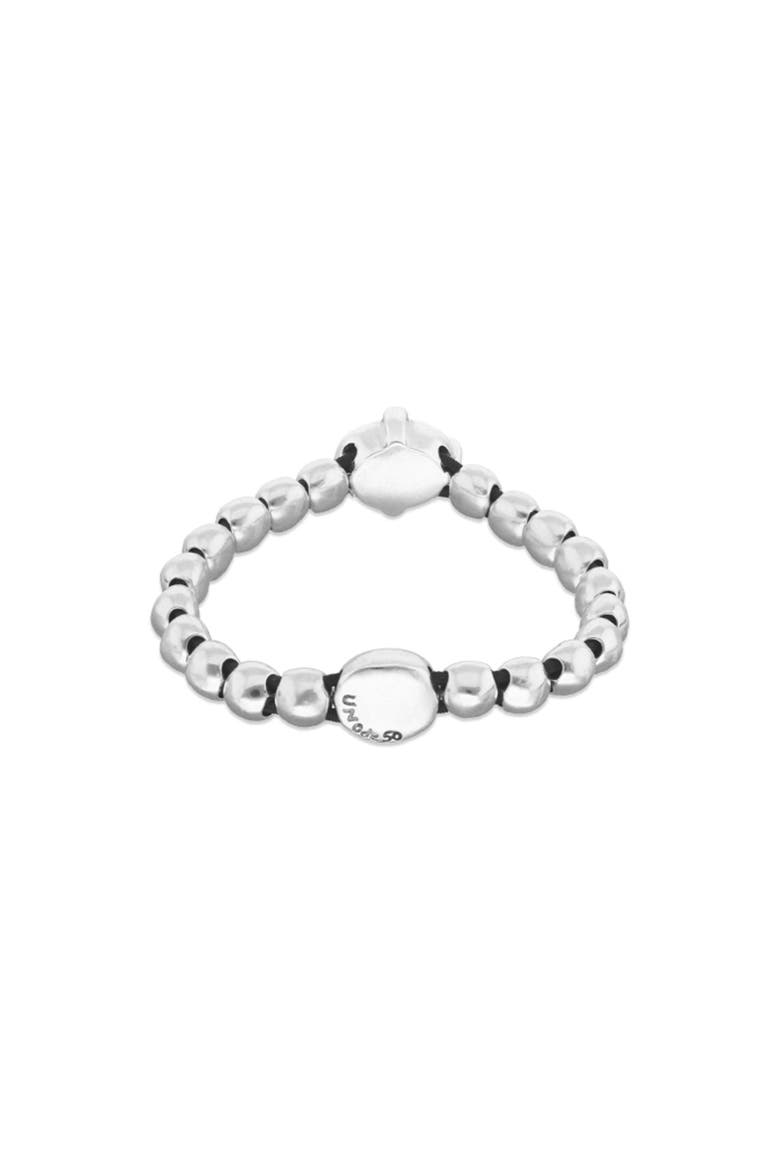 Sterling Silver Plated Ball Elastic Bracelet with Pink Faceted Crystal, Alternate, color, Silver