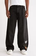OLIVER LOGAN Extra Baggy Patch High Waist Relaxed Straight Leg Jeans