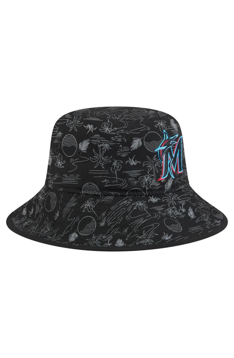 New Era Men's New Era Black Miami Marlins 2025 Spring Training All Over Print Bucket Hat, Alternate, color, Black