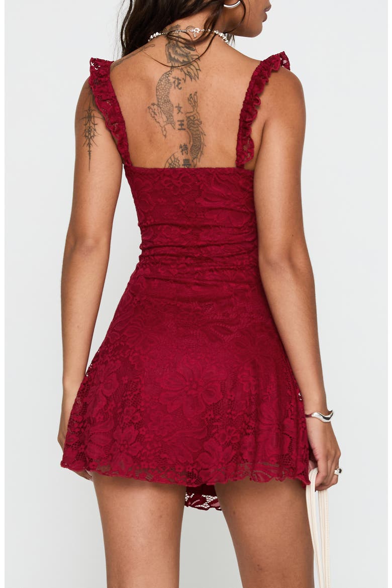 Beacall Lace Overlay Minidress, Alternate, color, RED