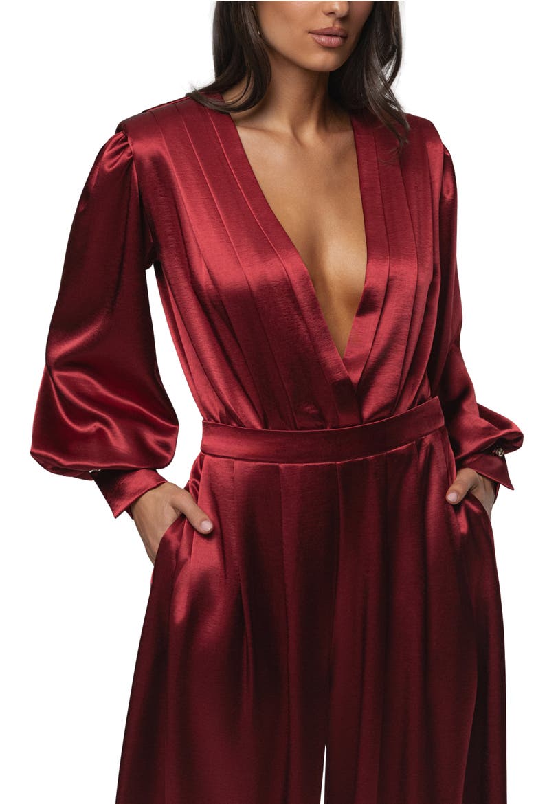 Satin Radiance Bodysuit, Alternate, color, Red