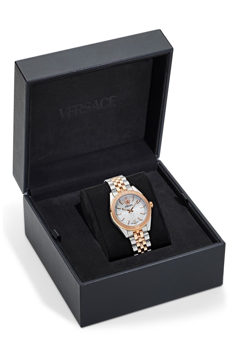 V-Code Bracelet Watch, 36mm, Alternate, color, SILVER/ ROSE GOLD