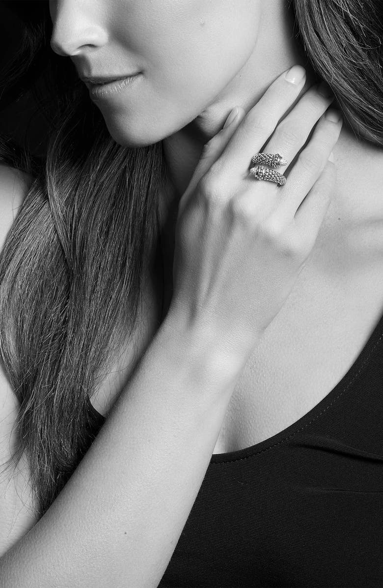 LAGOS Signature Caviar & Diamond Pavé Crossover Ring, Alternate, color, 