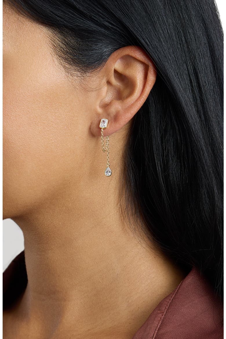 Modern Muse CZ Chain Drop Earrings, Alternate, color, GOLD