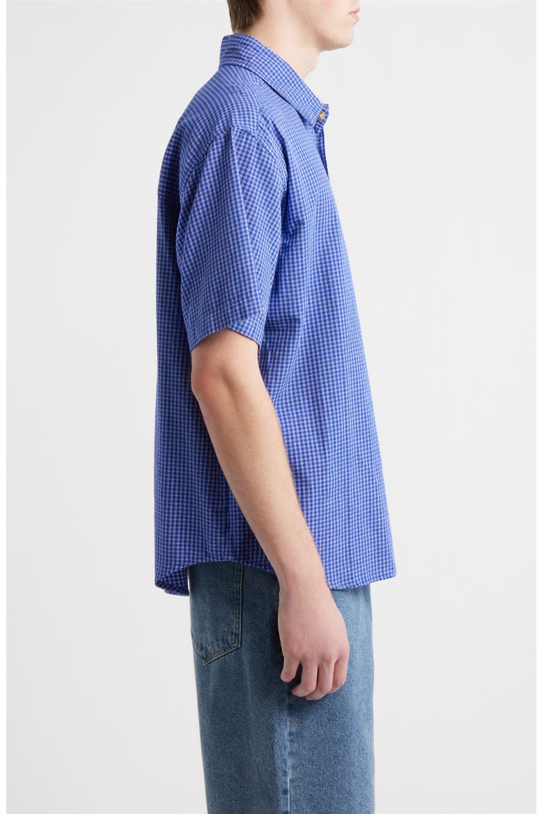 Bigwig Frank Check Short Sleeve Button-Up Shirt, Alternate, color, SURF BLUE MULTI