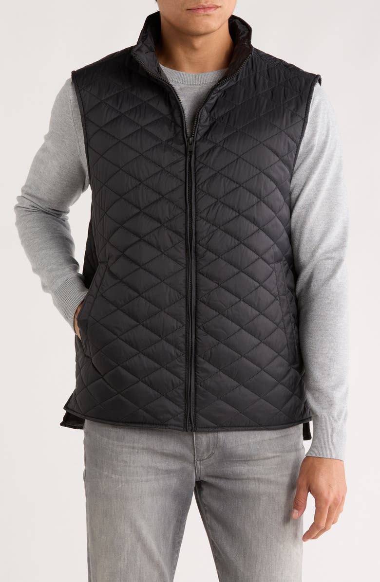 WEATHERPROOF VINTAGE Diamond Quilted Vest, Main, color, Jet Black