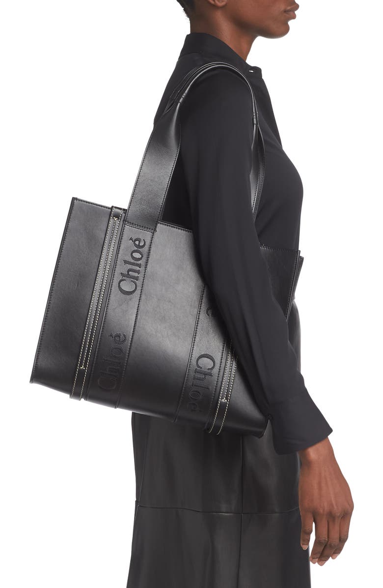 Chloé Medium Woody Leather Tote, Alternate, color,