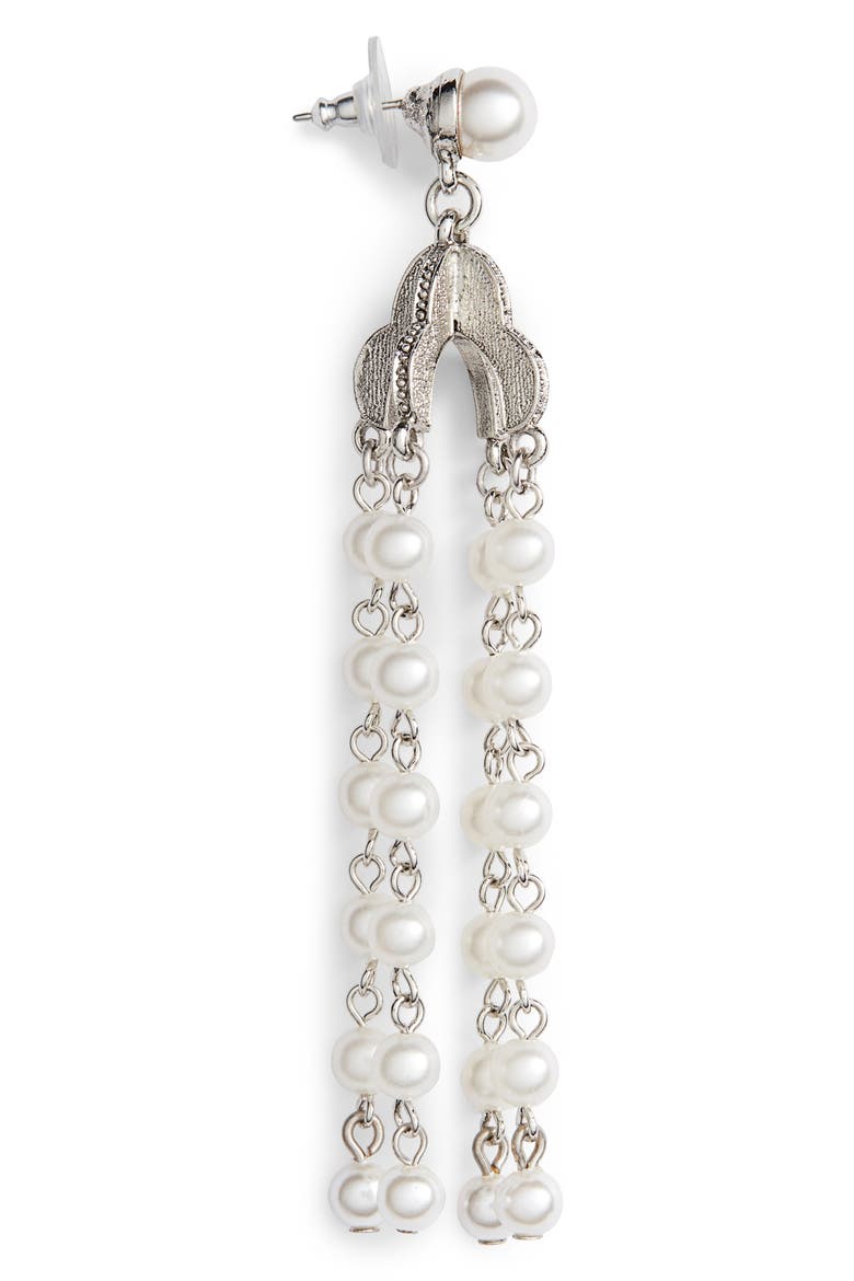 Beaded Drop Earrings, Alternate, color, SILVER
