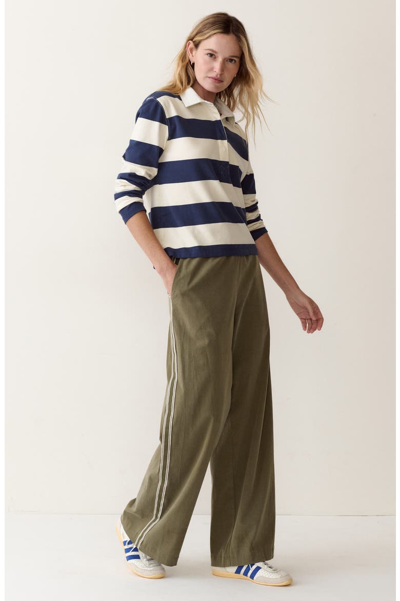 Allison Pull-On Wide Leg Side Stripe Pants, Alternate, color, OLIVE