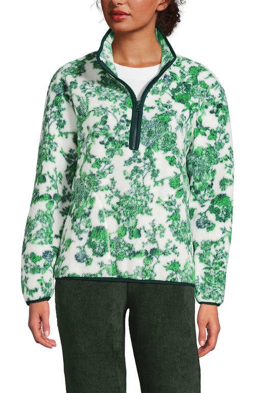 Lands' End Half Zip Cozy High Pile Fleece Pullover In Green