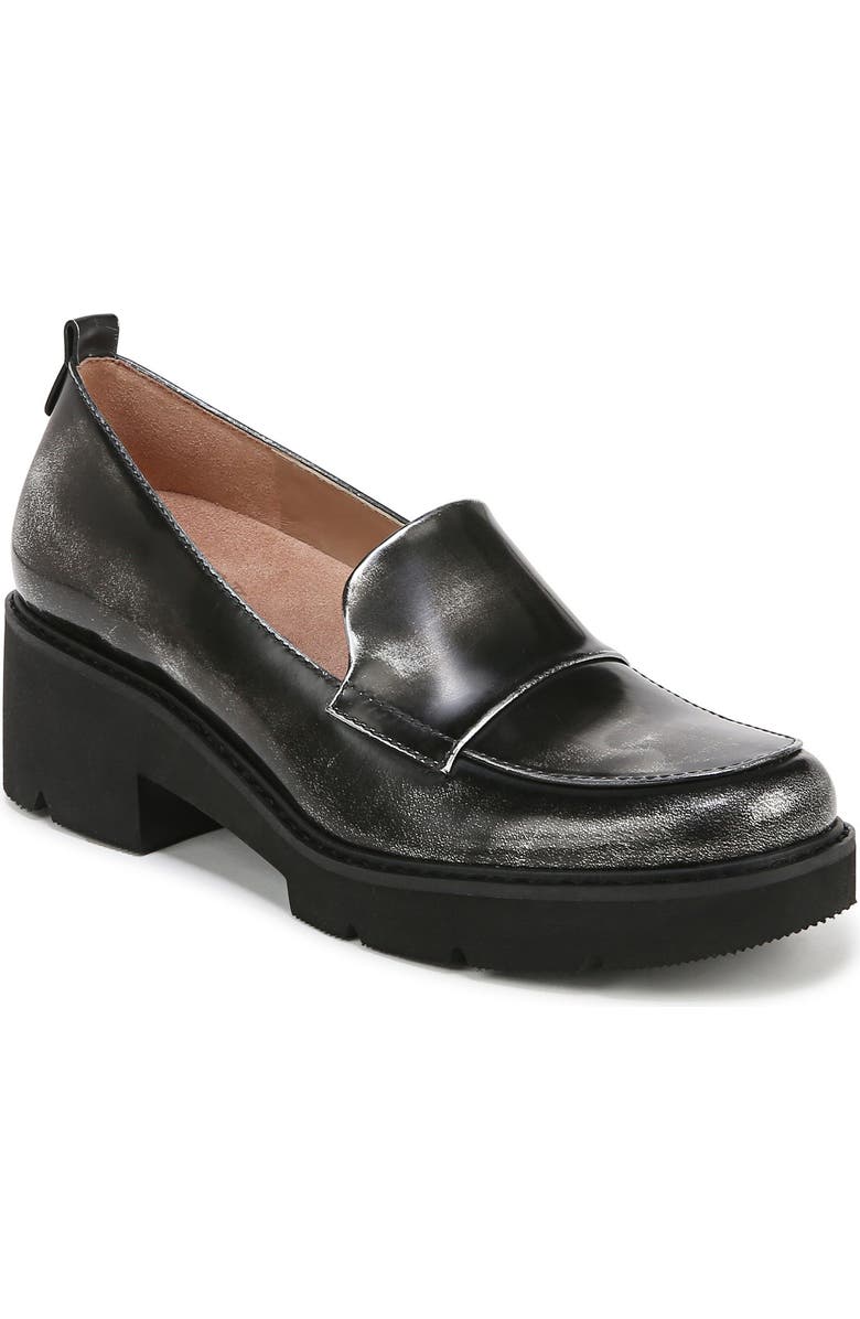 Naturalizer Darry Leather Loafer, Main, color, Black / Silver Leather