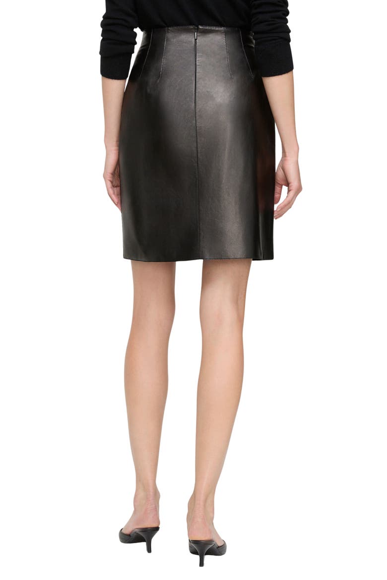 High Waist Napa Leather Miniskirt, Alternate, color, BLACK
