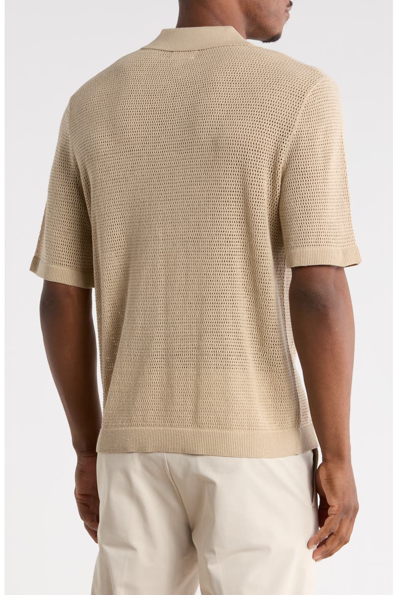 Short Sleeve Johnny Collar Knit Polo, Alternate, color, TAN NANTUCKET