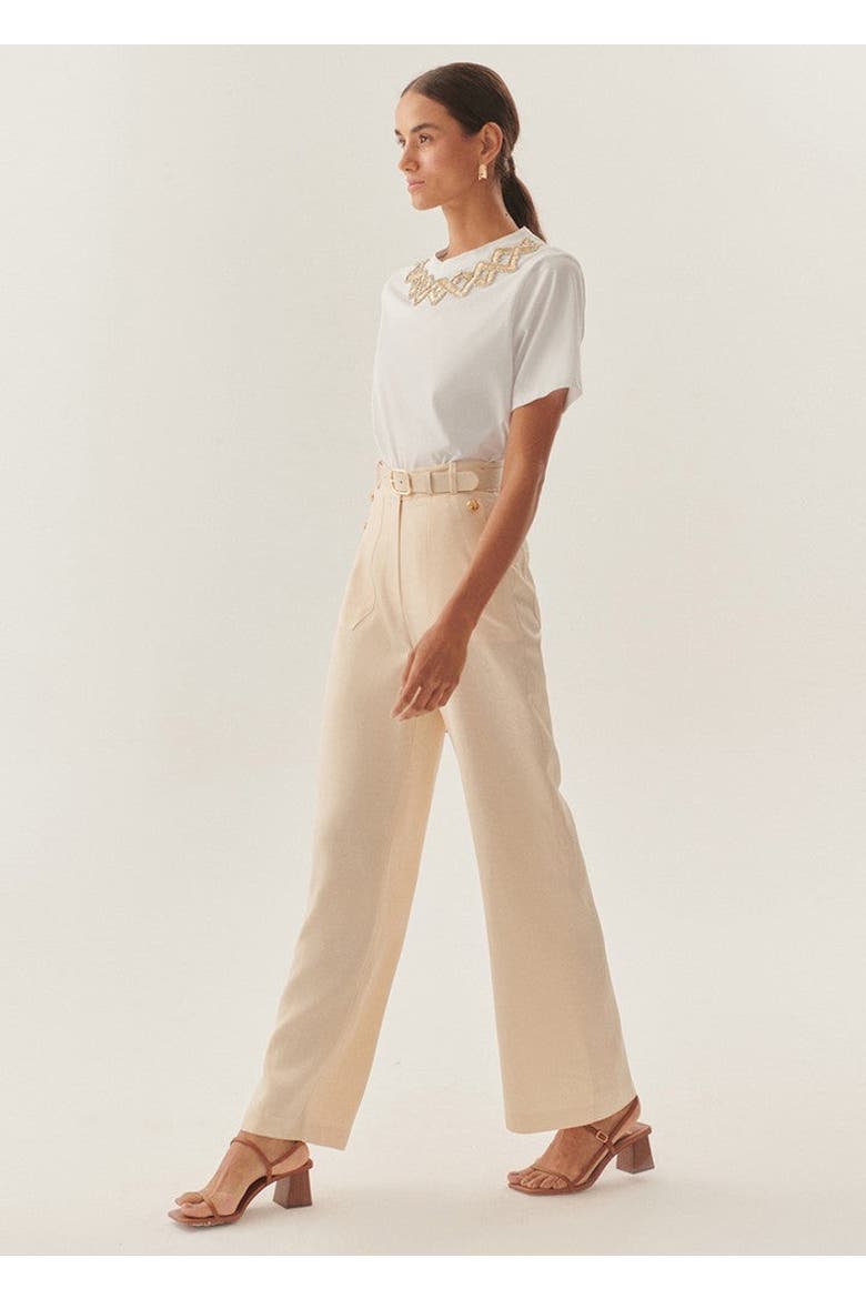 Ember Refined Creased Wide Leg Pants, Alternate, color, Ecru
