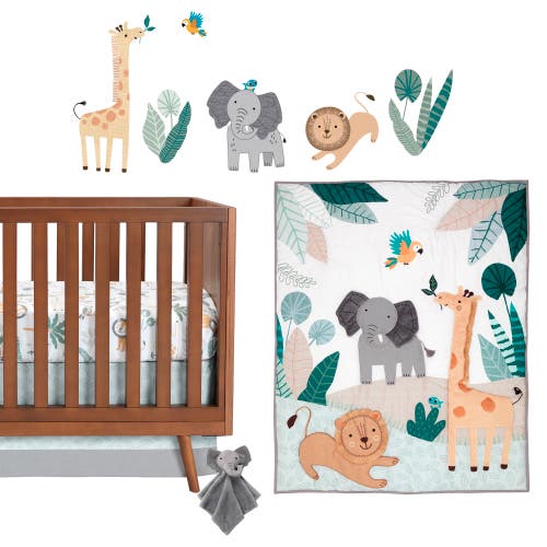 Lambs & Ivy Jungle Friends 5-piece Safari Animals Nursery Baby Crib Bedding Set In Brown