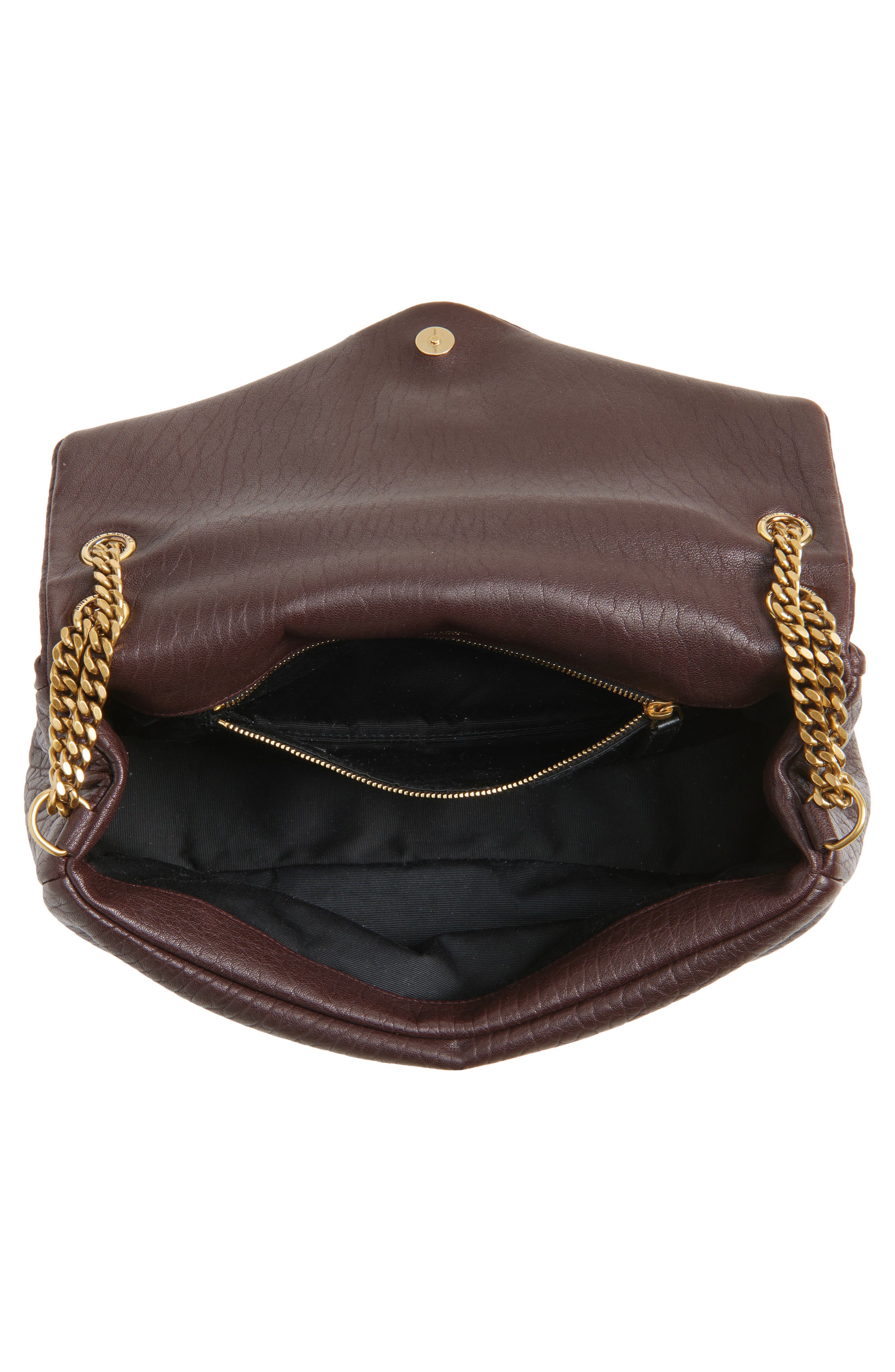 Saint Laurent Medium Calypso Leather Shoulder Bag, Alternate, color, Raisin
