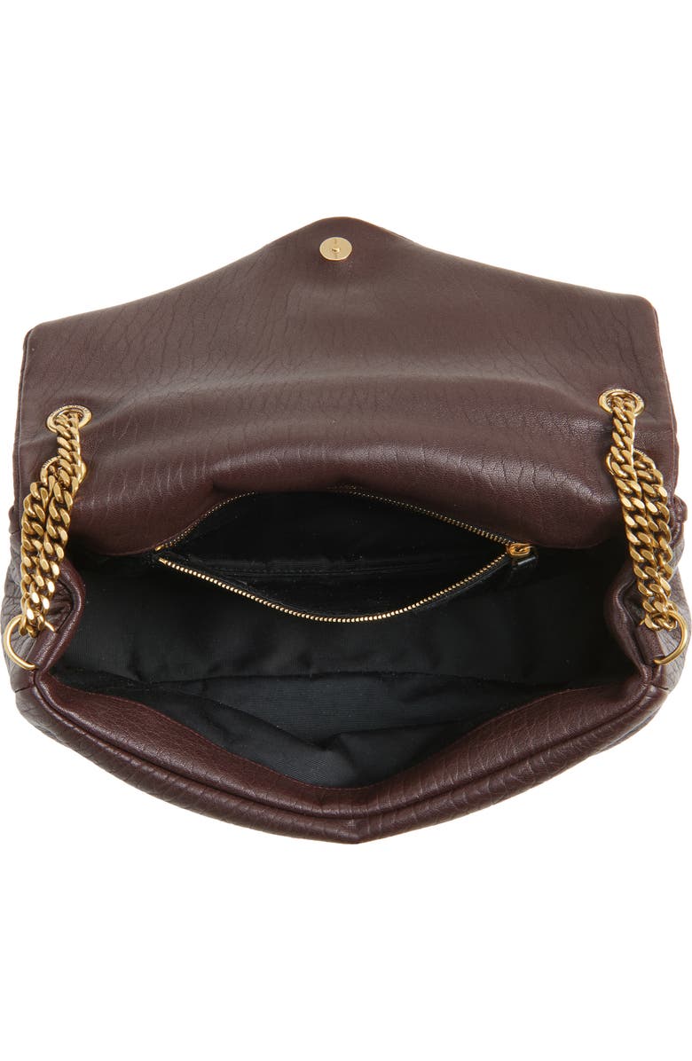 Saint Laurent Medium Calypso Leather Shoulder Bag, Alternate, color, Raisin