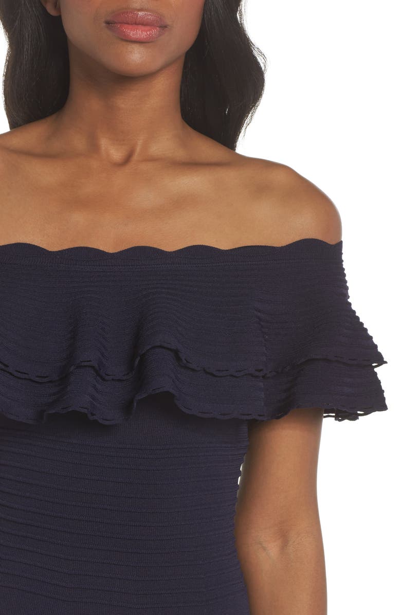 Eliza J Off the Shoulder Fit & Flare Dress, Alternate, color,