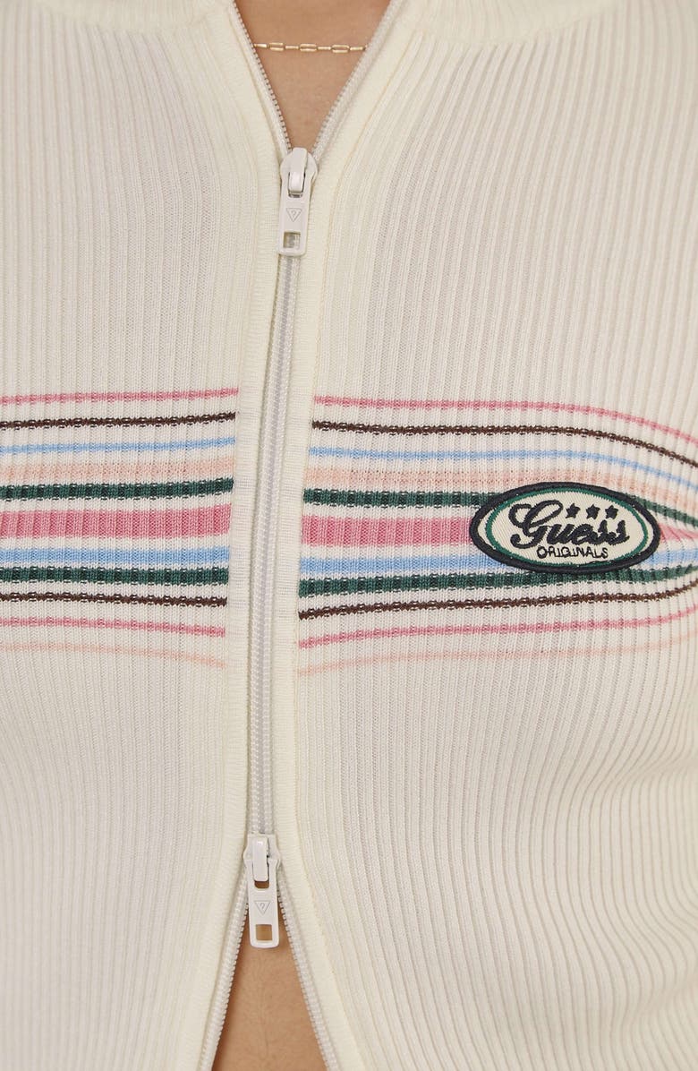 GUESS Go Bar Stripe Rib Cardigan, Alternate, color, 