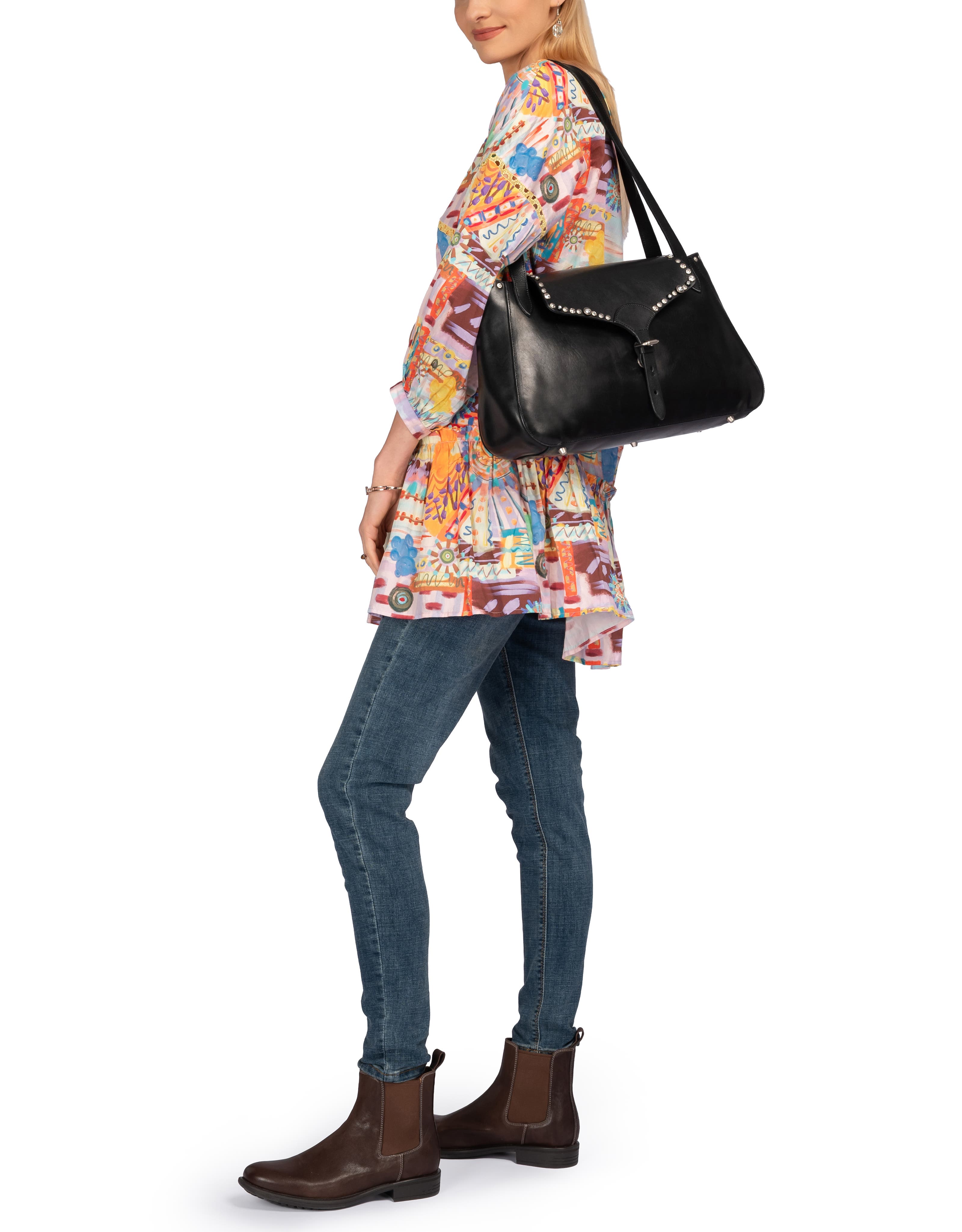 OLD TREND Monarda Genuine Leather Minimal Everyday Shoulder Bag, Alternate, color, Black