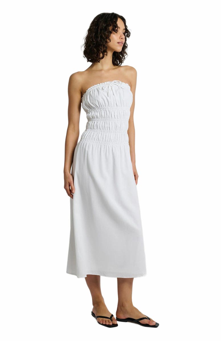 Onia Air Linen Smocked Maxi Dress, Alternate, color, White