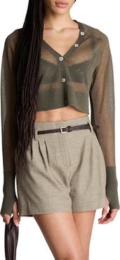 Kenneth Cole Sheer Cropped Cardigan