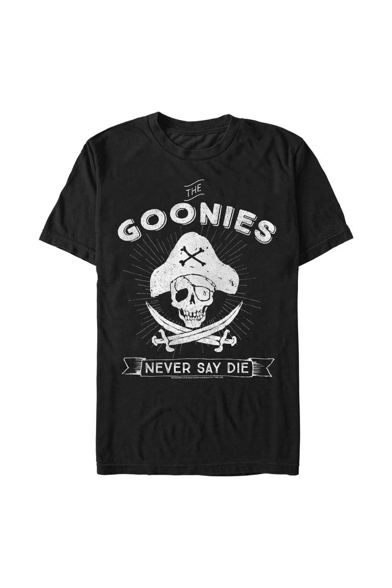 Men's The Goonies Pirate Never Say Die  Graphic T-Shirt, Main, color, Black