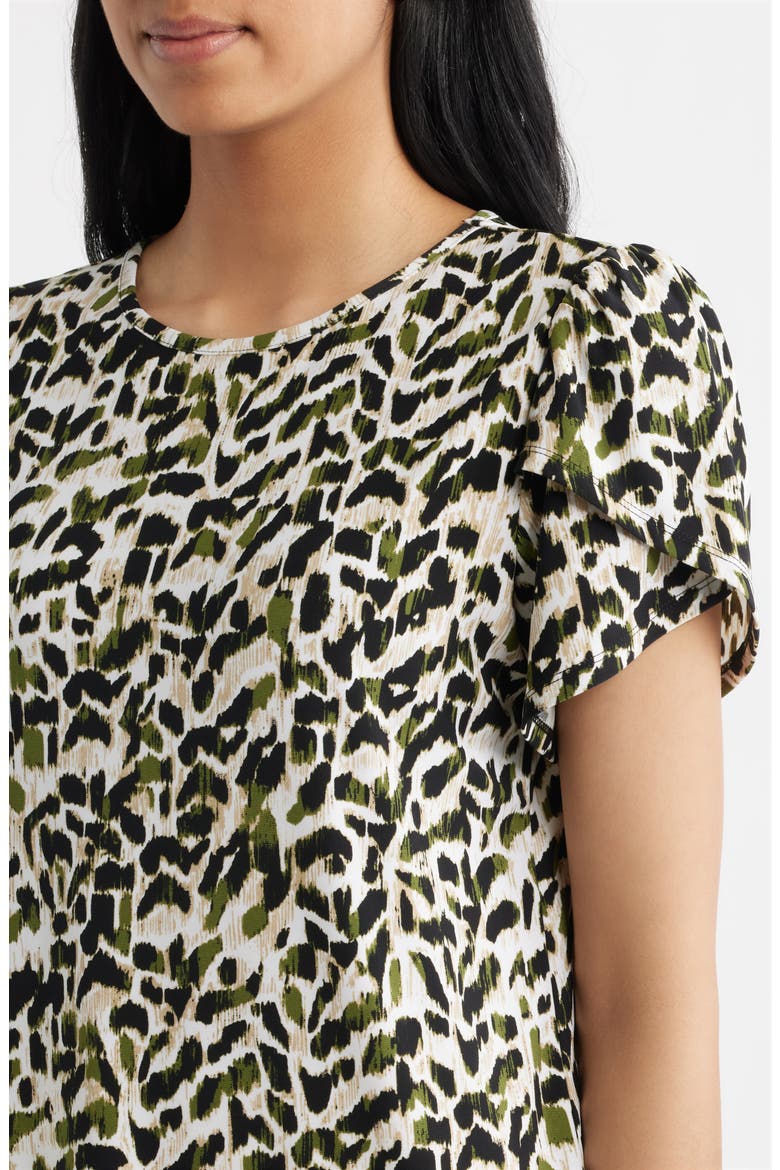 Animal Spot Tulip Sleeve Top, Alternate, color, BAY LEAF MULTI