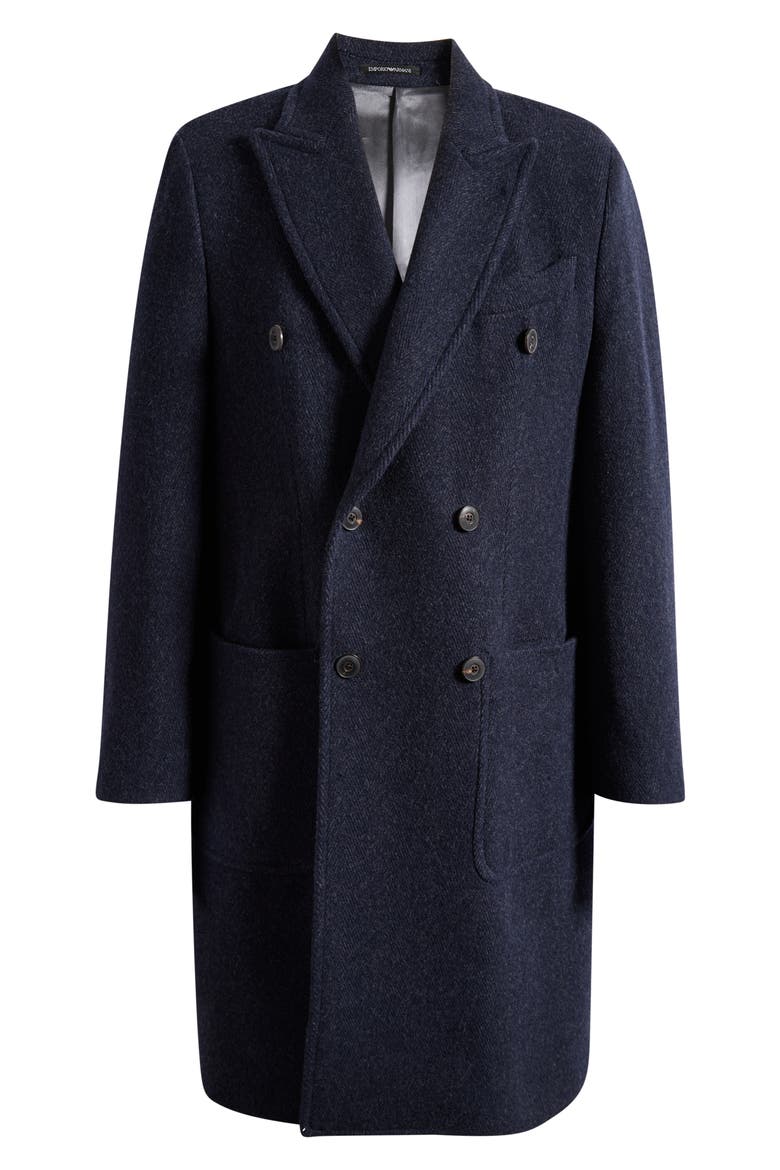 Double Breasted Wool Blend Coat, Main, color, NAVY