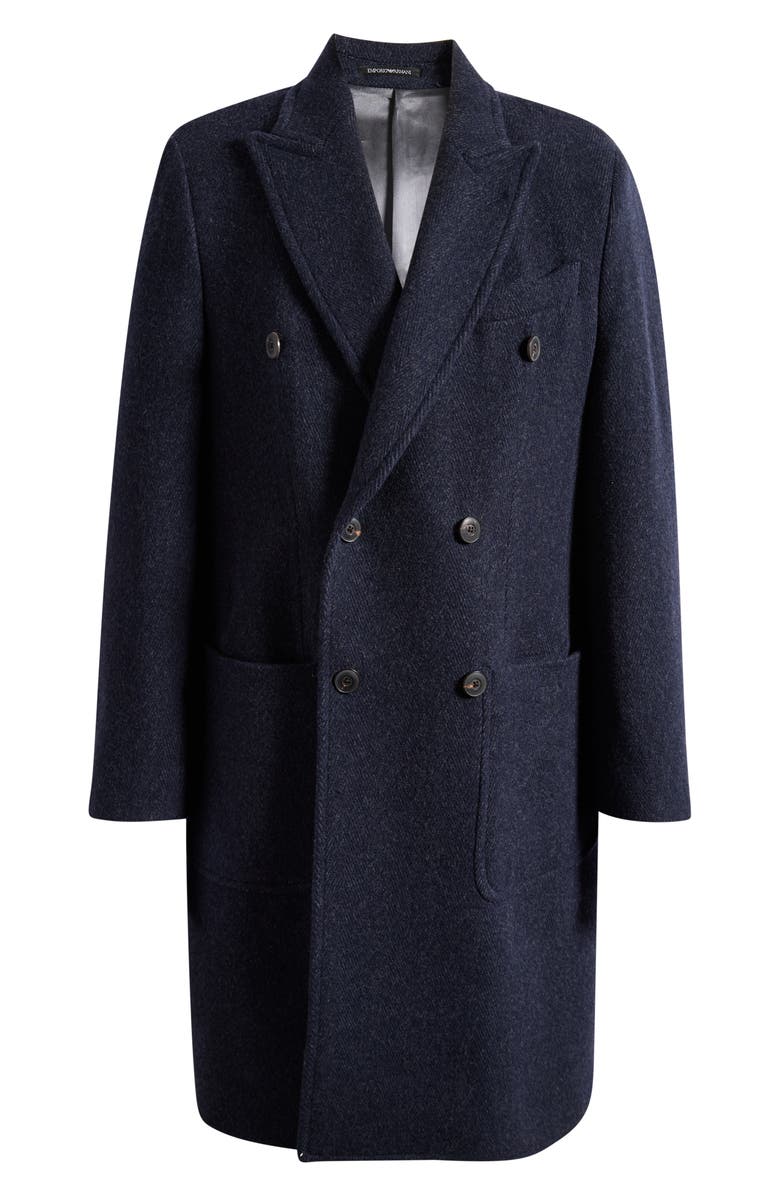 Emporio Armani Double Breasted Wool Blend Coat, Main, color, Navy