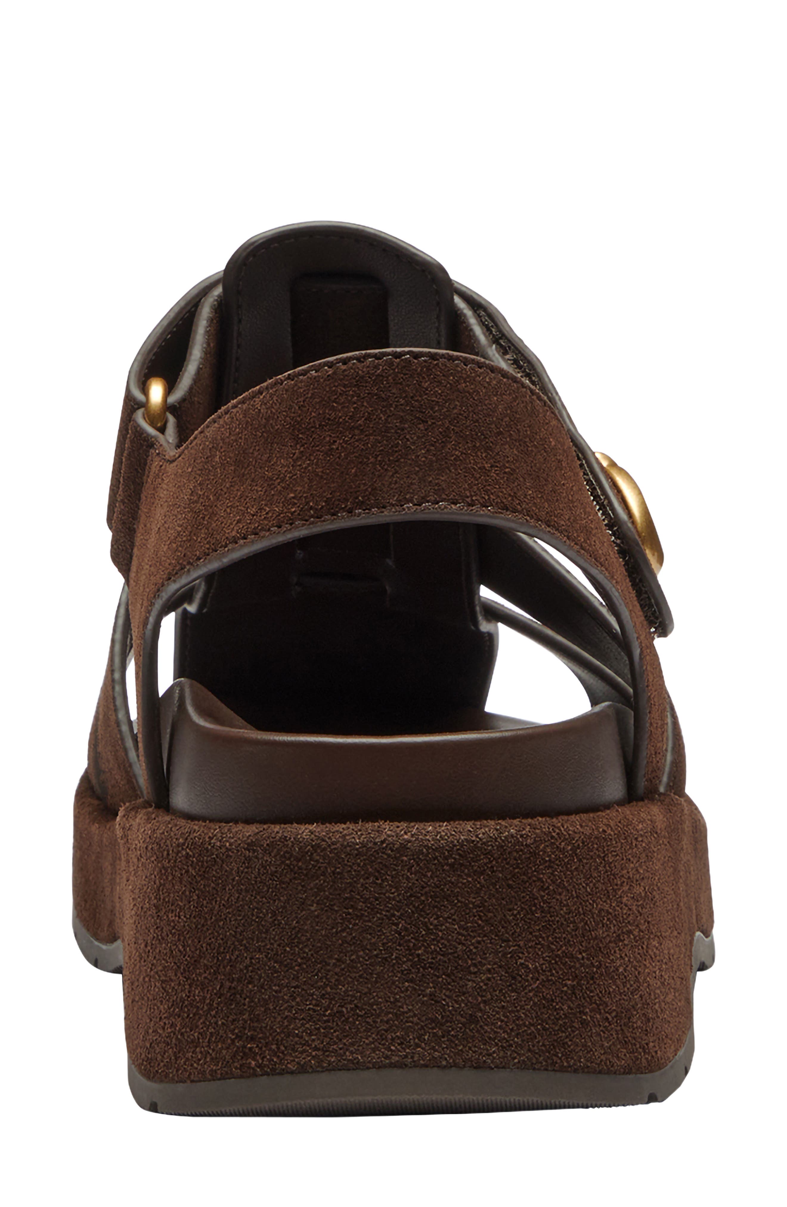COACH Sculpted C Fisherman Sandal, Alternate, color, Chocolate