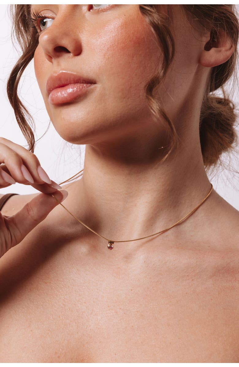 Set & Stones Ellie Birthstone Necklace, Alternate, color, Gold / February