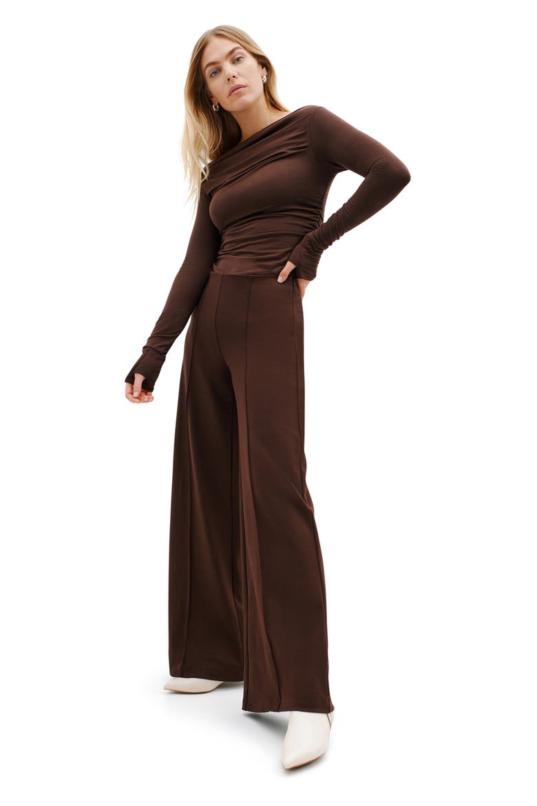 Gina Ponte Knit Pull-On Pants, Alternate, color, BROWN