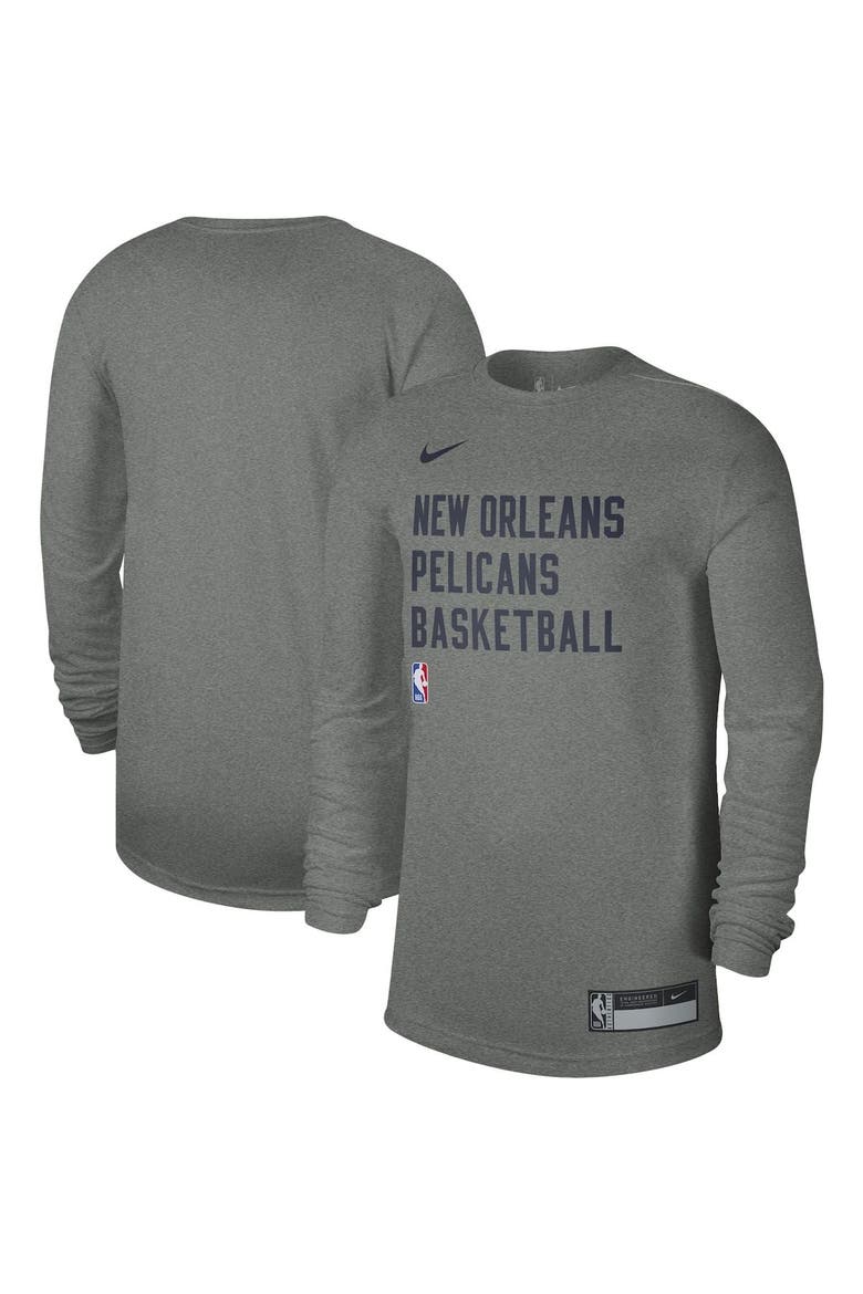 Unisex Nike Heather Gray New Orleans Pelicans 2023/24 Legend On-Court Practice Long Sleeve T-Shirt, Main, color, Heather Gray