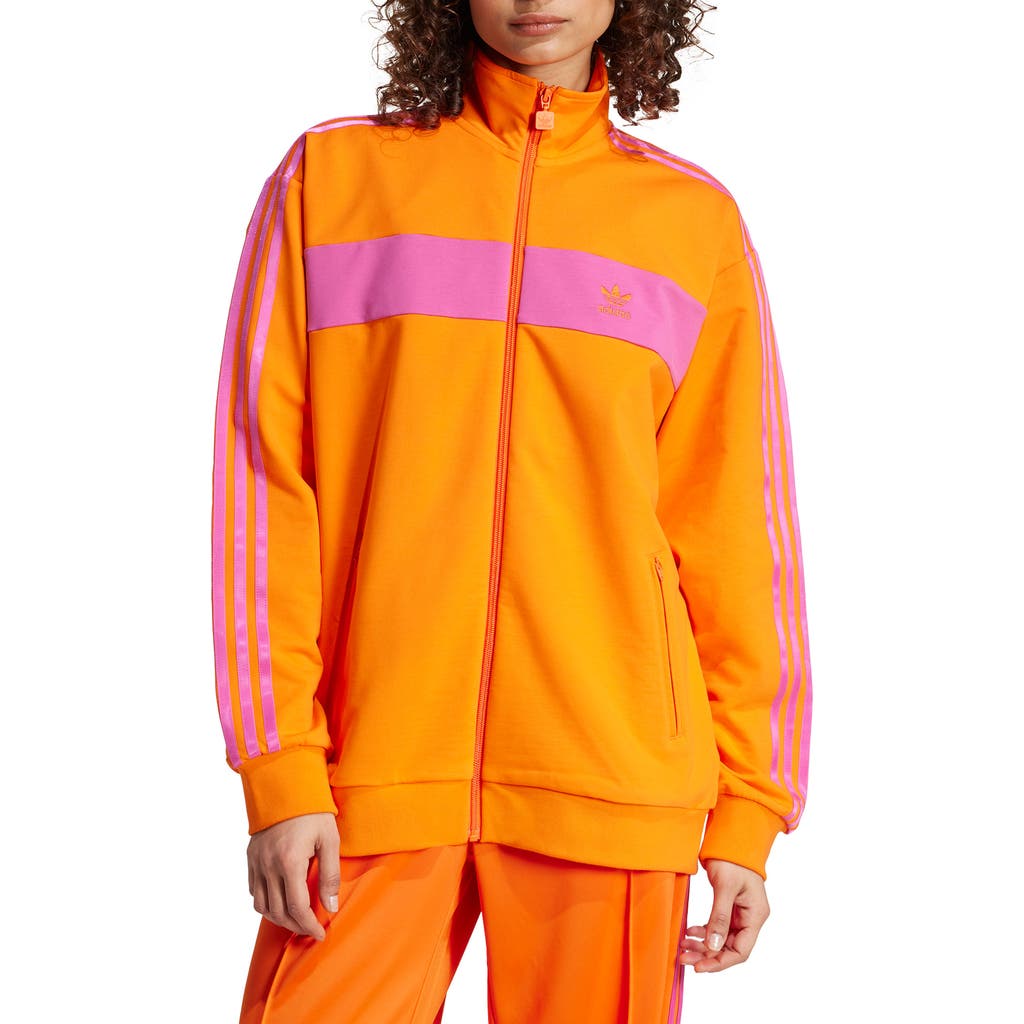 Shop Adidas Originals Blocked Track Jacket In Orange/semi Lucid Fuchsia