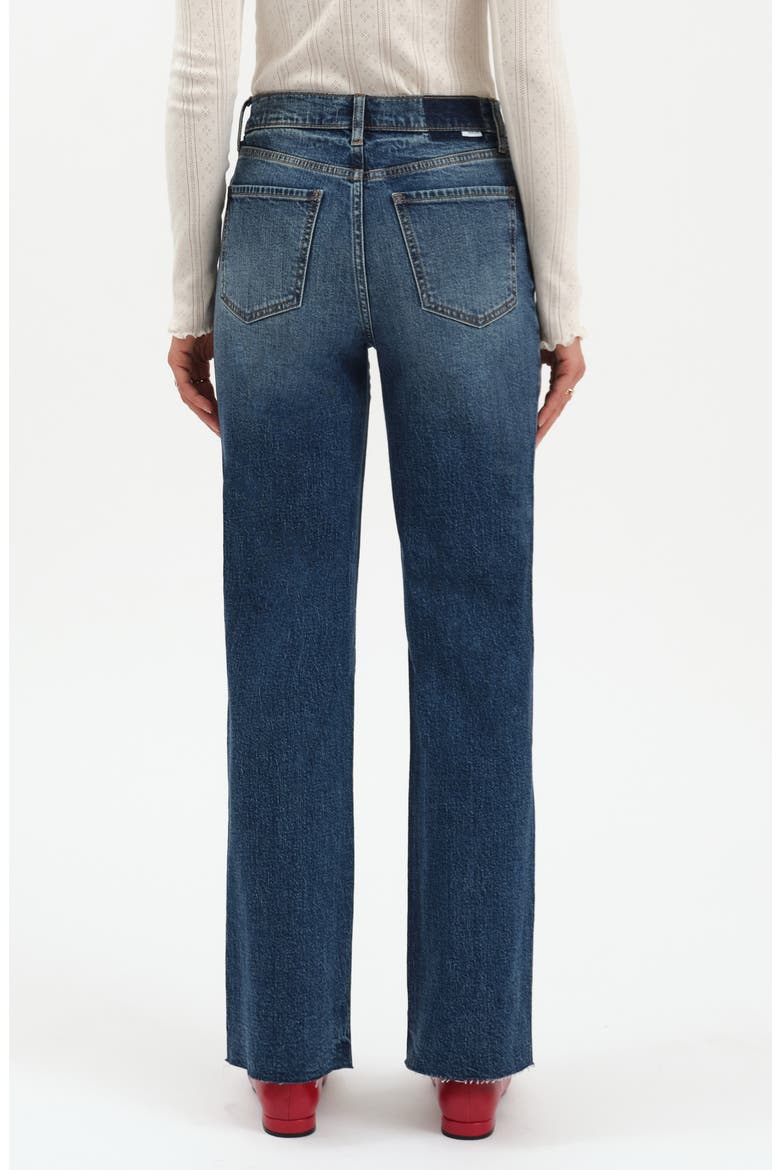 Sundaze Raw Hem High Waist Crop Straight Leg Jeans, Alternate, color, AUTHENTIC