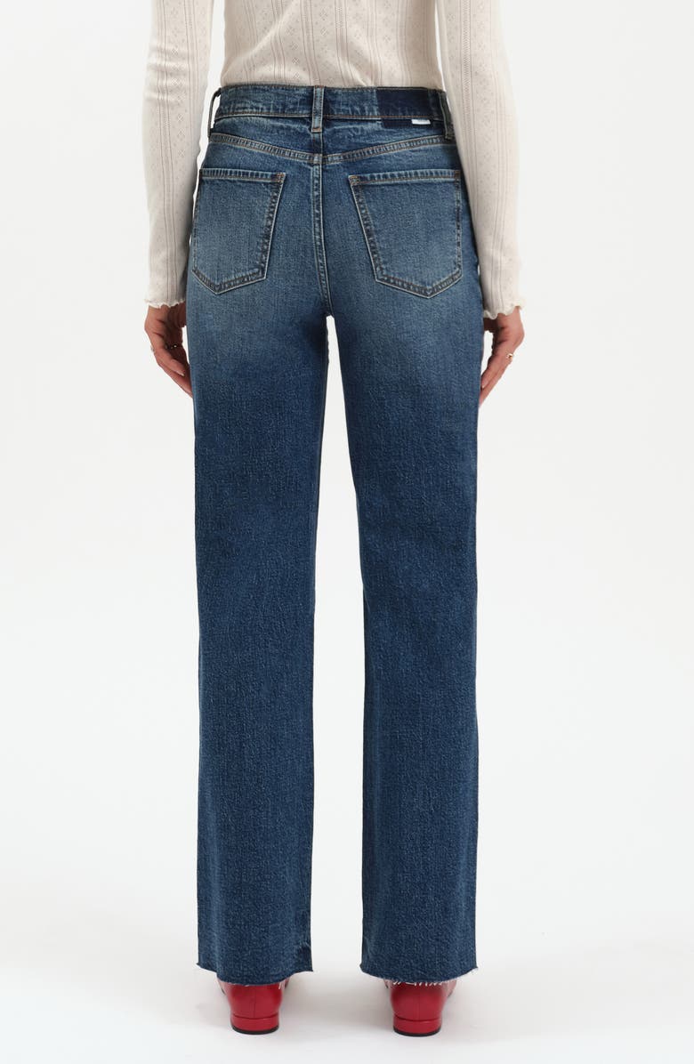 DAZE Sundaze Raw Hem High Waist Crop Straight Leg Jeans, Alternate, color, Authentic