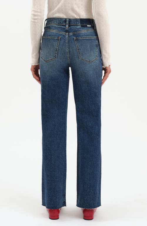 Daze Sun Raw Hem High Waist Crop Straight Leg Jeans In Blue