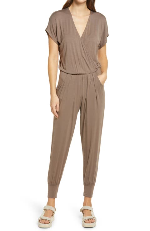 Short Sleeve Wrap Top Jumpsuit